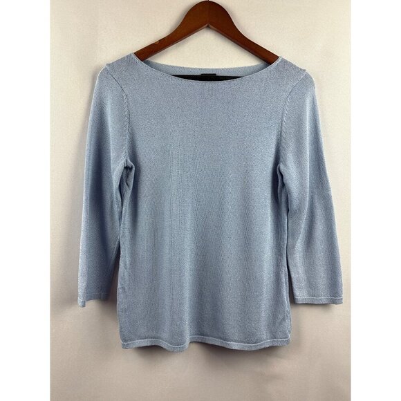 Eileen Fisher Womens Small Blue Boat Neck Sweater - Picture 1 of 6
